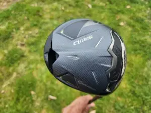 Broken TaylorMade driver from my Desert Springs SCGA tournament showing the crack and missing weight from the back of the head