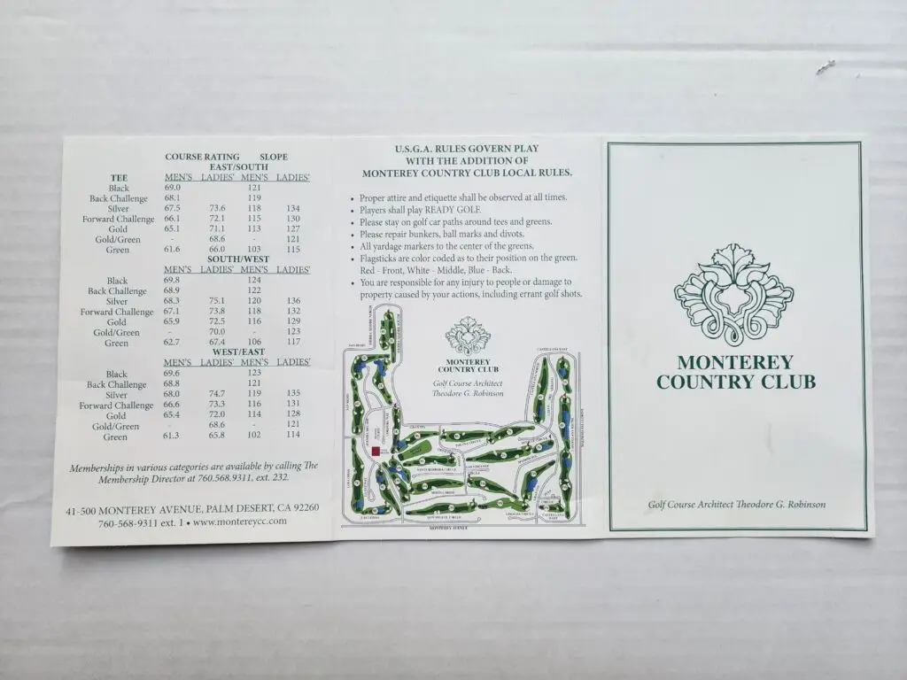 Monterey Country Club golf tournament logo and course map