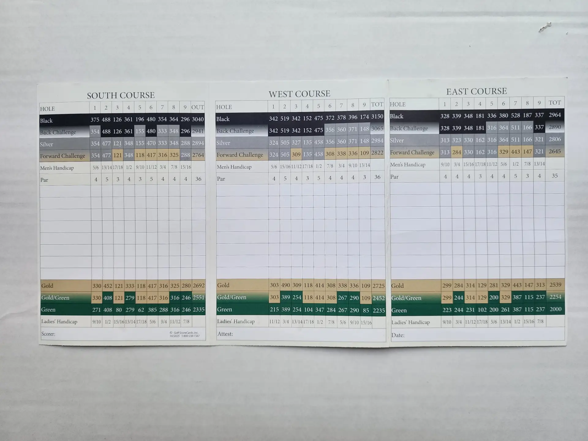 Monterey Country Club golf tournament scorecard