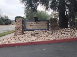 San Juan Hills SCGA Tournament Recap scorecard showing 77 with Arccos strokes gained data